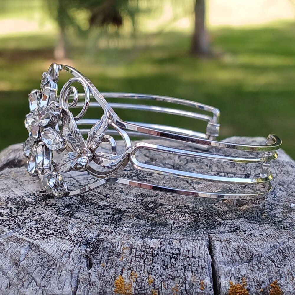 Vintage Krementz Rhinestone Cuff Bracelet - Picture 8 of 13